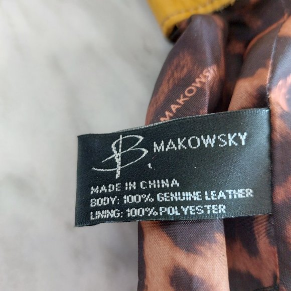 B. Markowsky Women's Mustard Yellow Leather Satchel - Picture 5 of 14